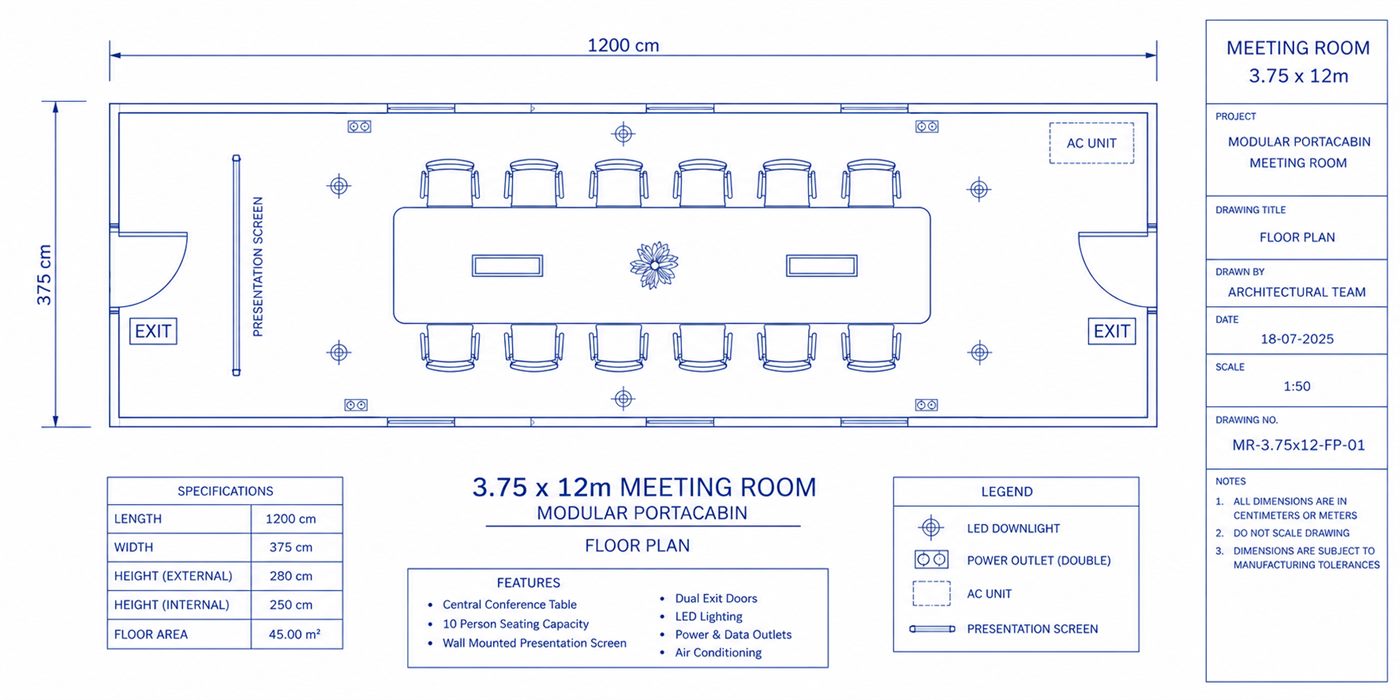 Meeting room cabin interior CAD plan